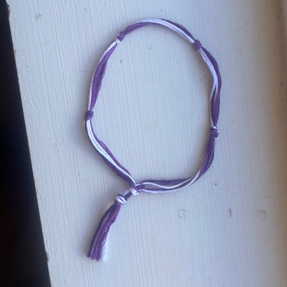 Knotted threaded bracelets.  Pick up to three colors of your choosing.